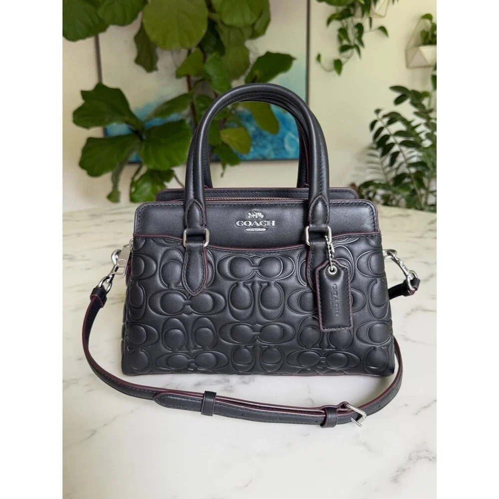 Coach Mini Darcie Carryall in Signature Nappa Leather CM050 Black Crossbody Bag